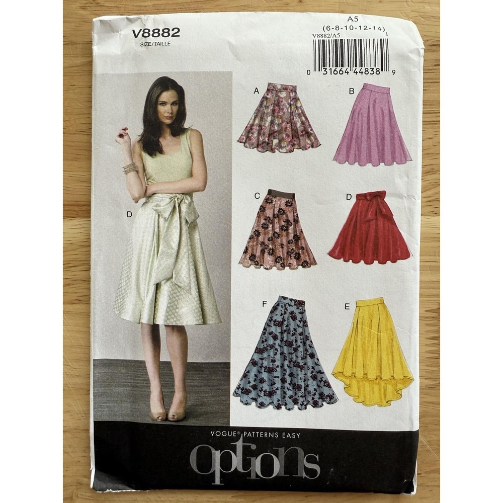 Vogue Pattern V8882 Misses' Flared Skirts In 4 Variations Size 6-14 Uncut FF